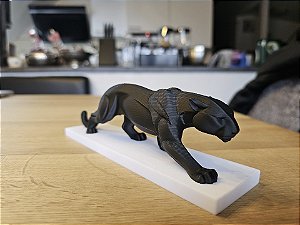 Pantera 3D Geométrica Decoração Luxo Sala Escritório Preto