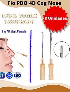 Fio Pdo Cog Nose 6D 19G x 60MM Espiculado Cânula L Blunt (8 Unidades) Loyoderm