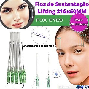 Pacote Fios Pdo Cog 21G/60mm 4D Espiculado Bidirecional Fox Eyes Cânula W Blunt (20 Unidades) Loyoderm