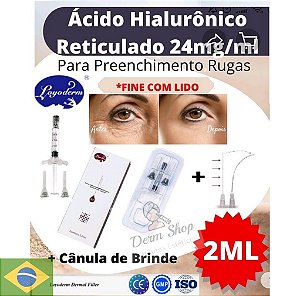 Preenchedor P/ Olheiras Ácido Hialurônico Injetável Reticulado Facial 2ml FINE lido + Microcânula - Loyoderm