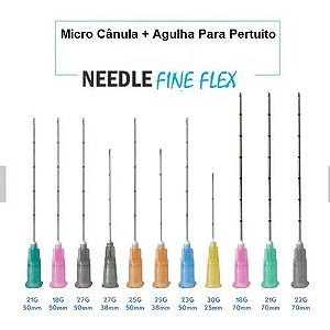 Microcânulas Para Preenchimento Facial + agulha de pertuito 22G x 50mm (10 unidades)
