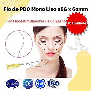 Fio de Pdo Mono Liso 26g X 60mm (Pacote 10 Unidades) Loyoderm
