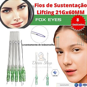 Fios de Sustentacão Fox Eyes 4D 21Gx 60mm Espiculado Bidirecional Ponta Romba (8 Peças) Loyoderm