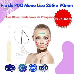 Fios de Pdo Mono Liso 26G X 90mm (Pacote 10 Unidades) Loyoderm