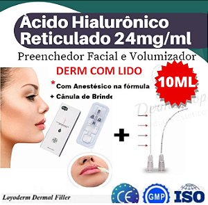 Preenchedor Ácido Hialurônico Injetável 24mg Reticulado Derm Lido 10 ml - Loyoderm/Preenchimento Intradérmico