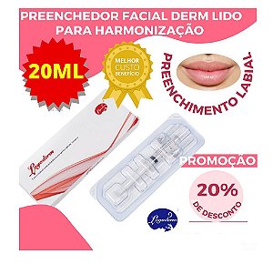 Preenchedor Labial 20ml Ácido Hialurônico Injetável Derm com Lido - Loyoderm