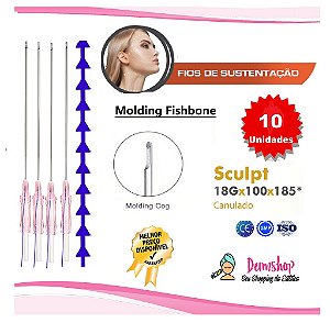 Fios de Pdo Molding Fishbone Sculpt Press Cônico 18Gx100mm Ponta Romba (10 unidades)Loyoderm