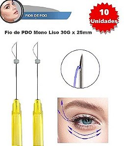 Fios de PDO Mono Liso 30G x 25mm ( Pacote 10 unidades) Loyoderm