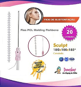 Pacote Fios de PCL Sculpt Molding Fishbone 18GX100MM Ponta Canulada (20 Peças) LOYODERM