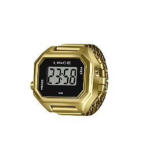 RELÓGIO ANEL LINCE DIGITAL LDGM066L22A PXKX DOURADO E PRETO