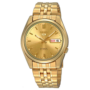 Relógio Masculino Seiko 5 Automático SNK366B1 C1KX Dourado