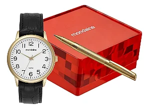 Kit Relógio Mondaine Masculino Couro Preto 99835GPMVDH1K1