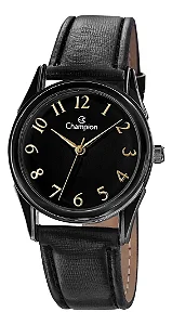 Relógio CHAMPION feminino preto couro CH24660N