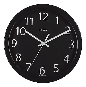 Relógio De Parede Alumínio 30cm Preto Herweg 6719-034