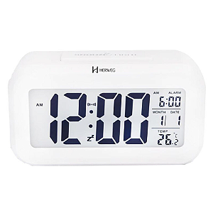 RELÓGIO DESPERTADOR DIGITAL HERWEG 2988-021 BRANCO