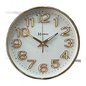 Relógio De Parede Branco Com Dourado Herweg 4609-021