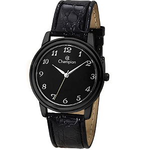Relógio CHAMPION feminino preto couro CH22153N