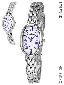 Relógio Champion Feminino Cf25812f Oval Bracelete Prateado