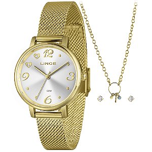 RELÓGIO LINCE FEMININO KIT SEMI JÓIA LRGM043L34 K0ET