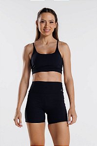 Bermuda Canelada Push Up Poliamida Preto MC Fitness