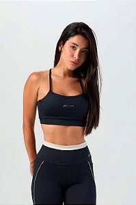 Top Alças Cruzadas nas Costas Poliamida Preto MC Fitness