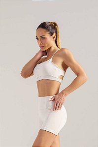 Top Alças Cruzadas nas Costas Poliamida Bege Tapioca MC Fitness
