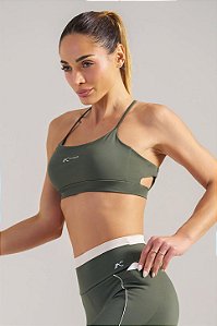 Top Alças Cruzadas nas Costas Poliamida Verde Pesto MC Fitness