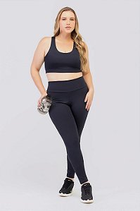 Legging Cintura Alta Poliamida Plus Size Preto MC Fitness