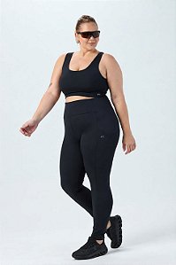 Legging Push Up com Bolso Poliamida Plus Size Preto MC Fitness