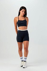 Bermuda Bicolor com Listra Poliamida Preto MC Fitness