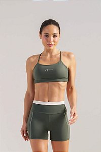 Bermuda Bicolor com Listra Poliamida Verde Pesto MC Fitness