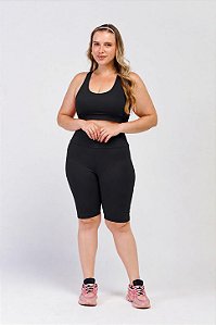 Bermuda Ciclista Poliamida Plus Size Preto MC Fitness