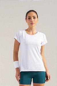 Blusa Baby Tee Microfibra Branco MC Fitness