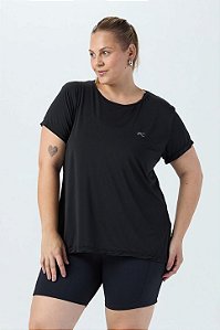 Blusa Village Dry Plus Size Preto MC Fitness