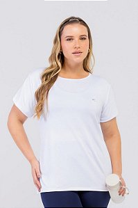 Blusa Microfibra Plus Size Branco MC Fitness