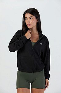 Jaqueta Bomber Furadinho Dry Preto MC Fitness