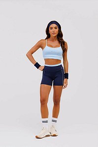 Bermuda Bicolor com Listra Poliamida Azul Marinho MC Fitness