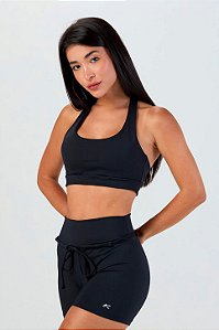 Top Frente Única com Bojo Poliamida Preto MC Fitness