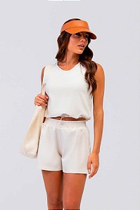 Regata Cropped com Regulagem Ice Touch Bege Tapioca MC Fitness