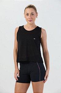 Regata Cropped Furadinho Dry Preto MC Fitness