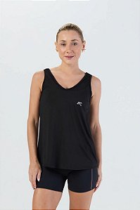 Regata Recorte nas Costas Microfibra e Furadinho Dry Preto MC Fitness