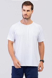 Camiseta Masculina Raglan Village Dry Branco MC Fitness
