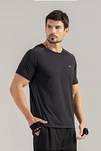 Camiseta Masculina Raglan Village Dry Preto MC Fitness
