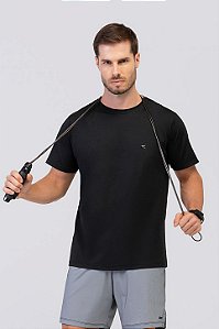 Camiseta Masculina Gola Redonda Ice Touch Preto MC Fitness