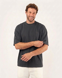 Camisa Oversized Malha Suedine Chumbo