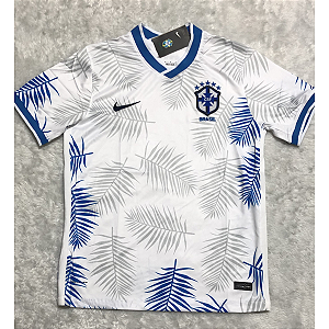 Camisa Brasil Torcedor Masculina Branco e Azul