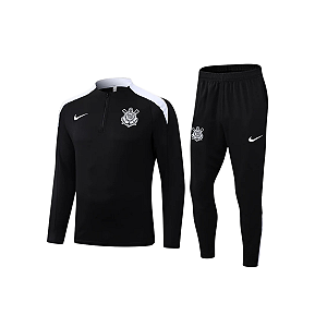 Conjunto de Frio Agasalho Timão Preto Masculina