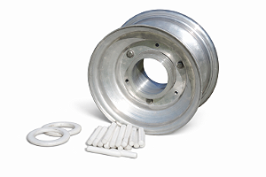 Kit cubo roletado e roda em chapa de alumínio anodizado