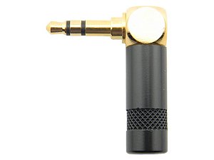 Conector p2 stereo 90 graus preto 2638