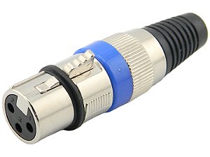 Conector xlr femea anel azul 2632